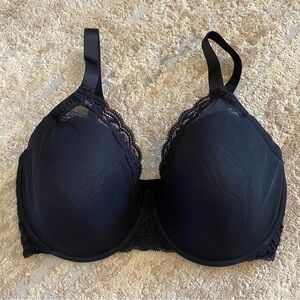 Natori Underwired Bra Black Lace Full Coverage Cup Padded Scalloped: 34G